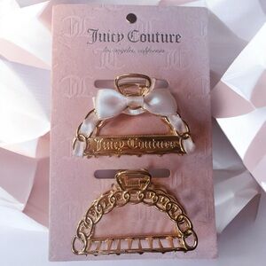 Juicy Couture Gold and Cream Bow Hair Clips